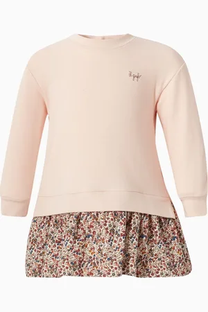 Il gufo Floral Sweatshirt Dress in Cotton