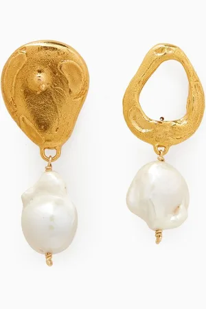 Alighieri Infernal Storm Pearl Drop Earrings in 24kt Gold-plated Bronze