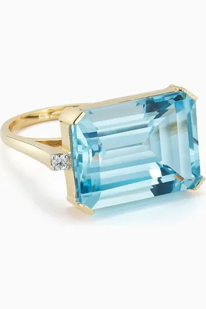 Mateo New York East West Blue Topaz Ring in 14kt Gold