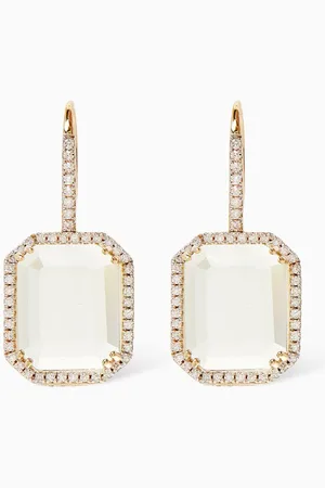 Mateo New York Amethyst & Diamond Drop Earrings in 14kt Gold