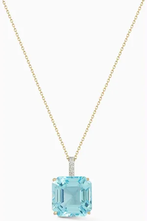 Mateo New York Asscher-cut Topaz & Diamond Pendant Necklace in 14kt Gold