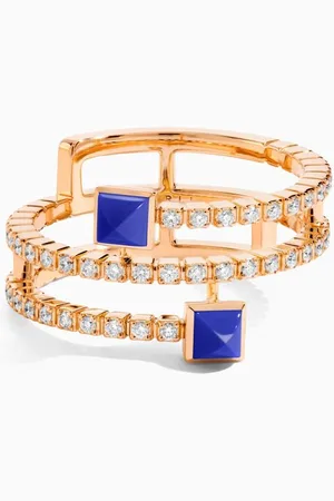 Marli Cleo Lotus Twist Pavé Diamond & Lapis Lazuli Ring in 18kt