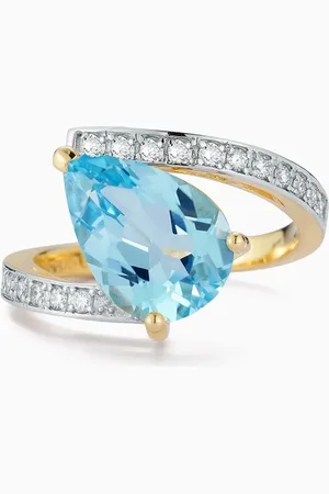 Mateo New York Slanted Pear-cut Topaz & Diamond Ring in 14kt Gold