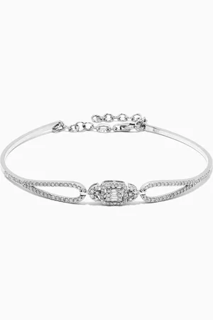 Nass Floral Diamond Motif Pavé Band Bracelet in 14kt White Gold