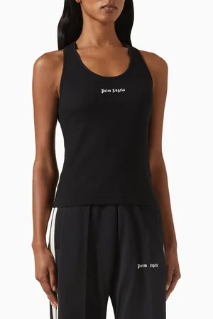 Palm Angels Embroidered Logo Tank Top in Stretch Cotton