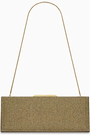 Saint Laurent Midnight Clutch Bag in Rhinestoned Satin