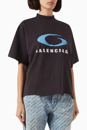 Balenciaga Loop Sports Icon Cropped T-Shirt in Vintage Jersey