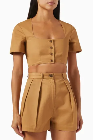 Matthew Bruch Apron Crop Top in Cotton Twill