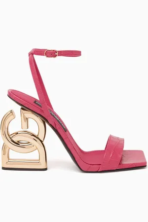 Dolce & Gabbana DG Pop Heel 105 Sandals in Croc-embossed Leather