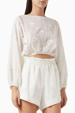 BOTEH Embroidered Crop Top in Cotton Voile