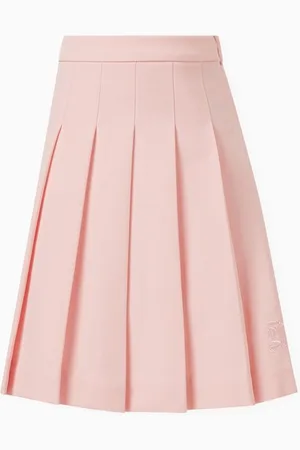 Burberry Logo-embroidered Pleated Skirt in Polyester-blend