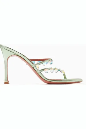 Amina Muaddi Tina 90 Crystal-charm Sandals in Satin