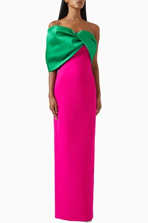 Nihan Peker Jolanda Strapless Column Gown in Crepe & Satin