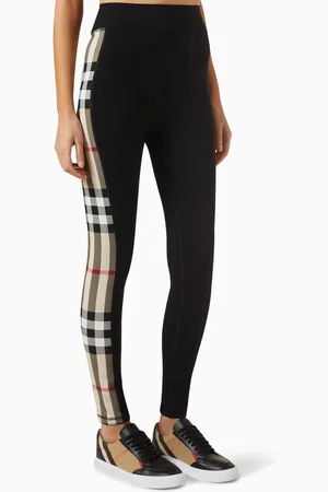 Burberry Check Panel Leggings in Stretch Jersey