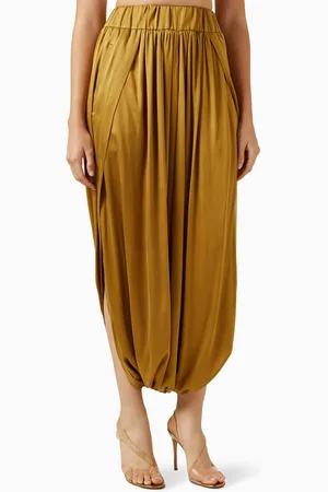 BAQA Round-hem Elastic-waist Pants in Silk