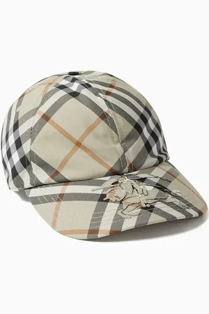 Burberry Equestrian Knight Check Cap in Cotton