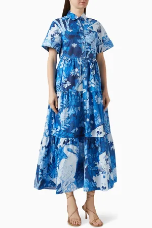 Erdem Tiered Midi Dress in Cotton