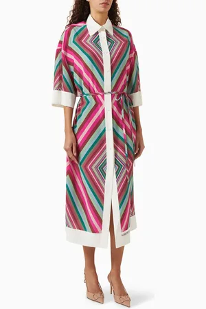 VALENTINO GARAVANI Rhombus 75 Midi Dress in Crepe de Chine