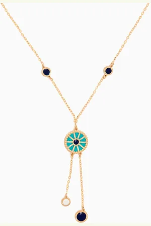 Damas Amelia Dubai Mother of Pearl Lariat Reversible Necklace in 18kt Gold