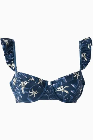 Agua by Agua Bendita Kiwi Café Ruffled Bikini Top