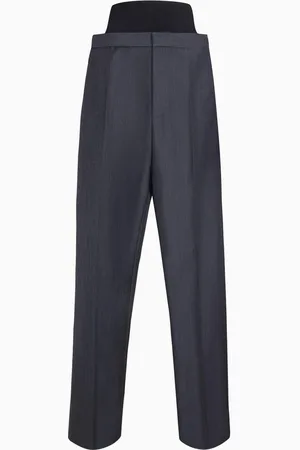 Alaïa Knit Waistband Tailored Pants in Stretch Cotton