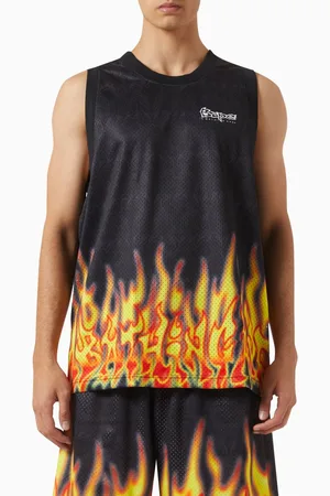A Bathing Ape Flame-print Vest in Mesh