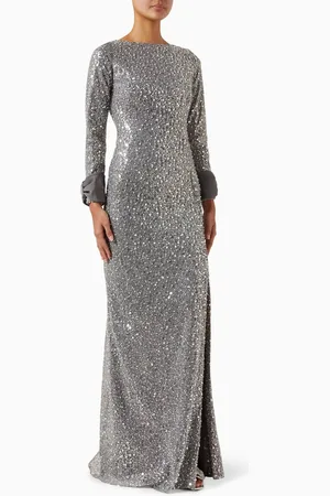 GEMY MAALOUF Embellished High-slit Gown in Tulle