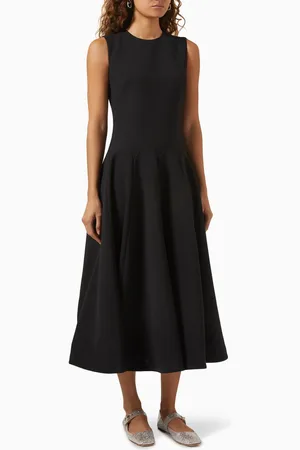 VALENTINO GARAVANI Fit-and-Flare Midi Dress in Wool-crepe