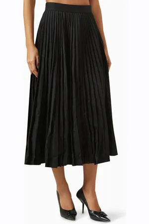 Balenciaga Creased Pleated Midi Skirt in Wool