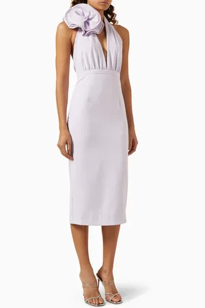 Elle Zeitoune Angela Floral Halter-neck Midi Dress in Crepe