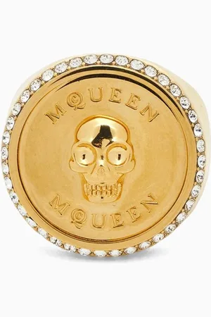 Alexander McQueen Sovereign Skull Ring in Brass