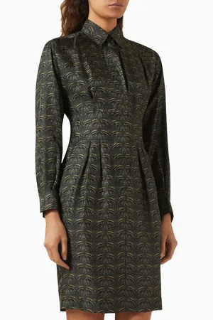 Max Mara Panfilo Printed Midi Shirt Dress in Silk-twill