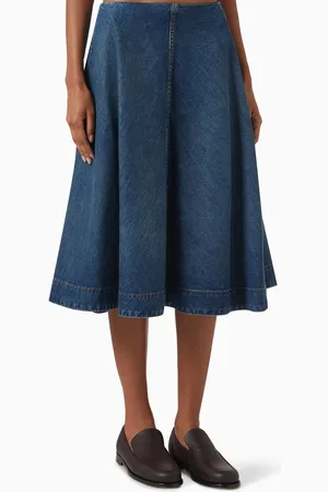 Khaite Renta A-line Skirt in Denim