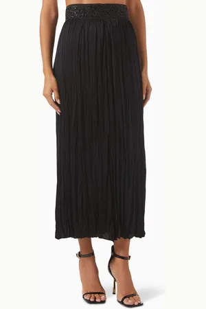 Hukka Crinkled Midi Skirt in Viscose-blend