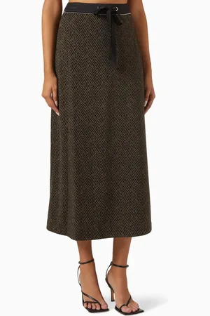Hukka Chevron-patterned Drawstring Midi Skirt