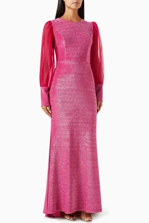 Amri Long-sleeve Maxi Dress Lurex-knit & Tulle