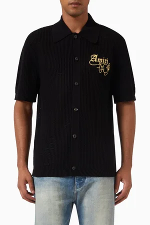 AMIRI Bowling Polo Shirt in Crochet Knit