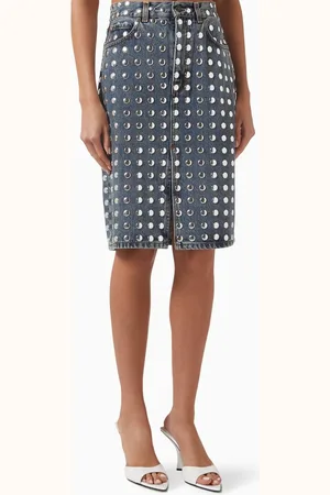 haikure Stormy Studded Midi Skirt in Denim