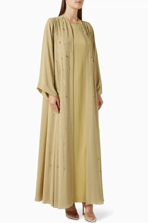 Homa Q Three-piece Abaya Set in Chiffon & Satin