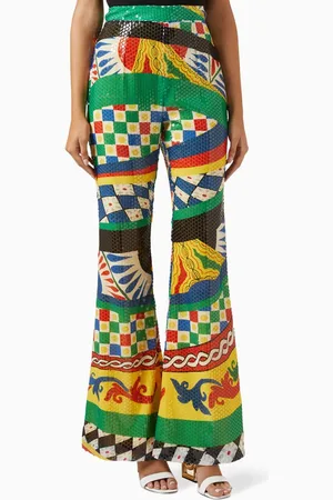 Dolce & Gabbana Sequinned Flared Pants in Carretto Print