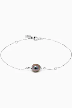 Robert Wan Links of Love My First Pearl Diamond Bracelet in 18kt White Gold