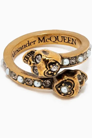 Alexander McQueen Wrap-around Skull Ring in Brass