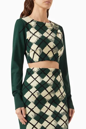 Burberry Argyle Cropped Sweater in Cotton-knit