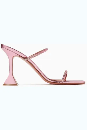 Amina Muaddi Gilda 95 Ombré Crystal-embellished Mules in Mirror Leather