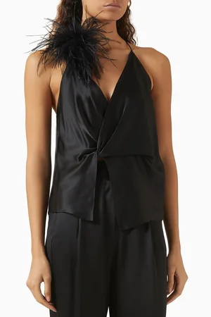 The Sei Twist Feather Cami Top in Silk-satin