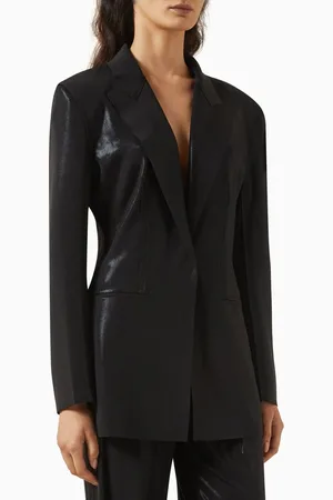 Norma Kamali Single-breasted Jacket in Stretch Lamé
