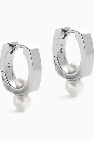 Missoma Small Button Pearl Earrings in Rhodium-plated recycled sterling silver