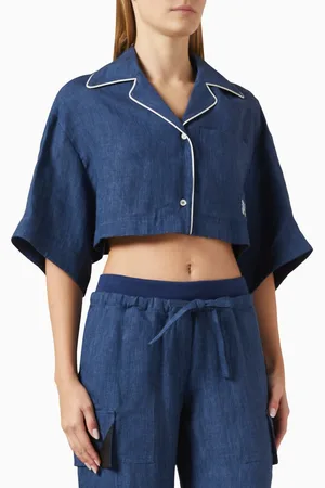 Palm Angels Monogram Crop Shirt in Linen