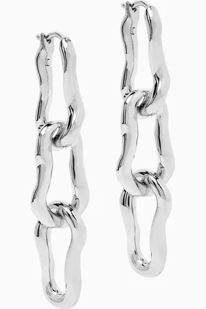 Missoma Molten Ovate Drop Earrings in Rhodium-plated Brass