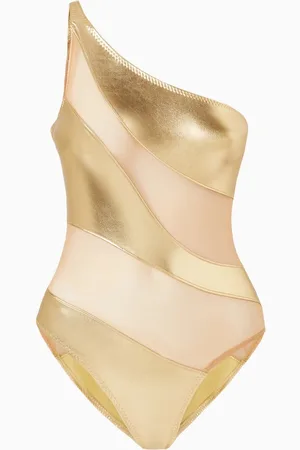 Norma Kamali Snake Mesh Mio Foil One-piece Swimsuit